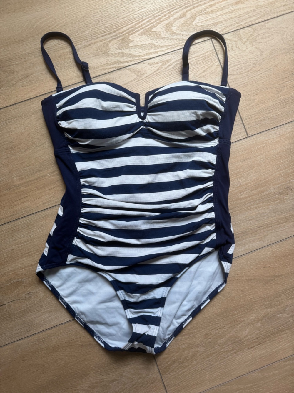 Navy and White Striped Swimsuit